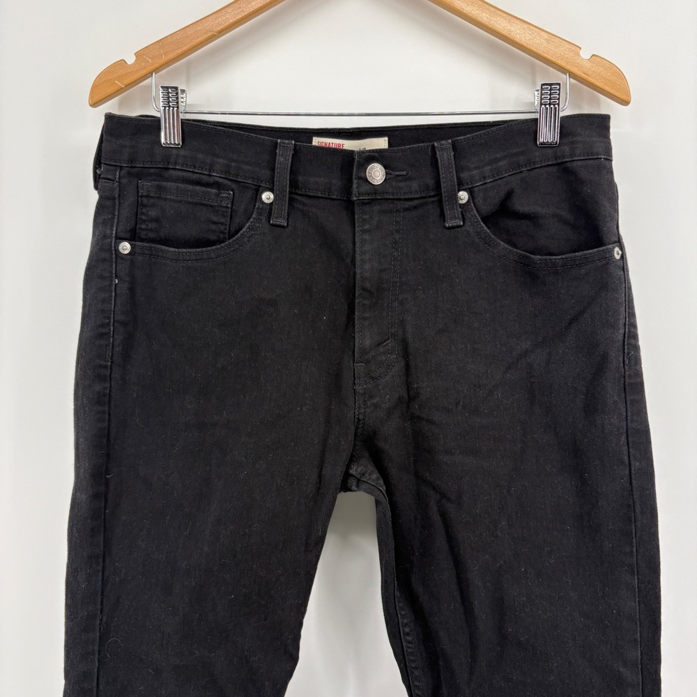 Signature Levi Strauss Slim Jeans Mens 32x30 Black Good Stretch Denim S110782